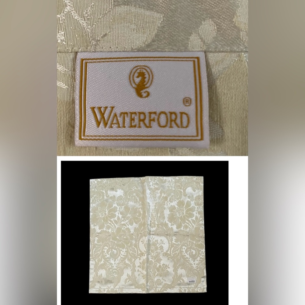 Waterford Linens ONE Napkin Damask Floral Gold Ivory Polyester/cotton blend